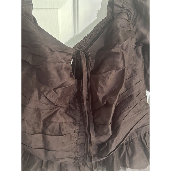 WAYF Women Uptown Ruched Halter Top Color Chocolate Size M #WAYFA20498 - Picture 4 of 6